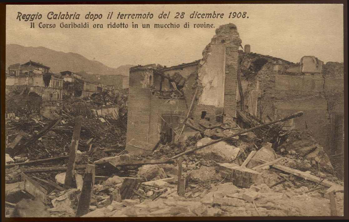 Cartolina Reggio Calabria Corso Garibaldi In Rovina Dopo Terremoto 1908 Ebay