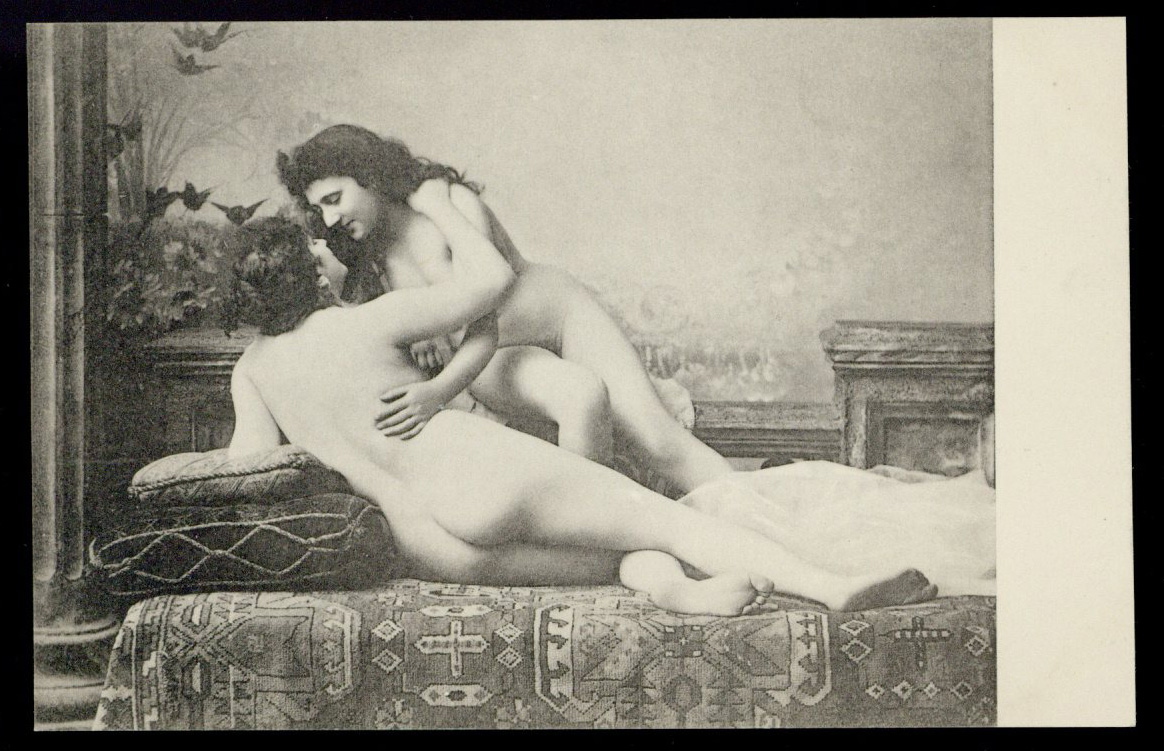 Couple Porn Art - Details about SEX EROTIC NUDE COUPLE PORN RISQUE 94-old post card about  1900-1920 6