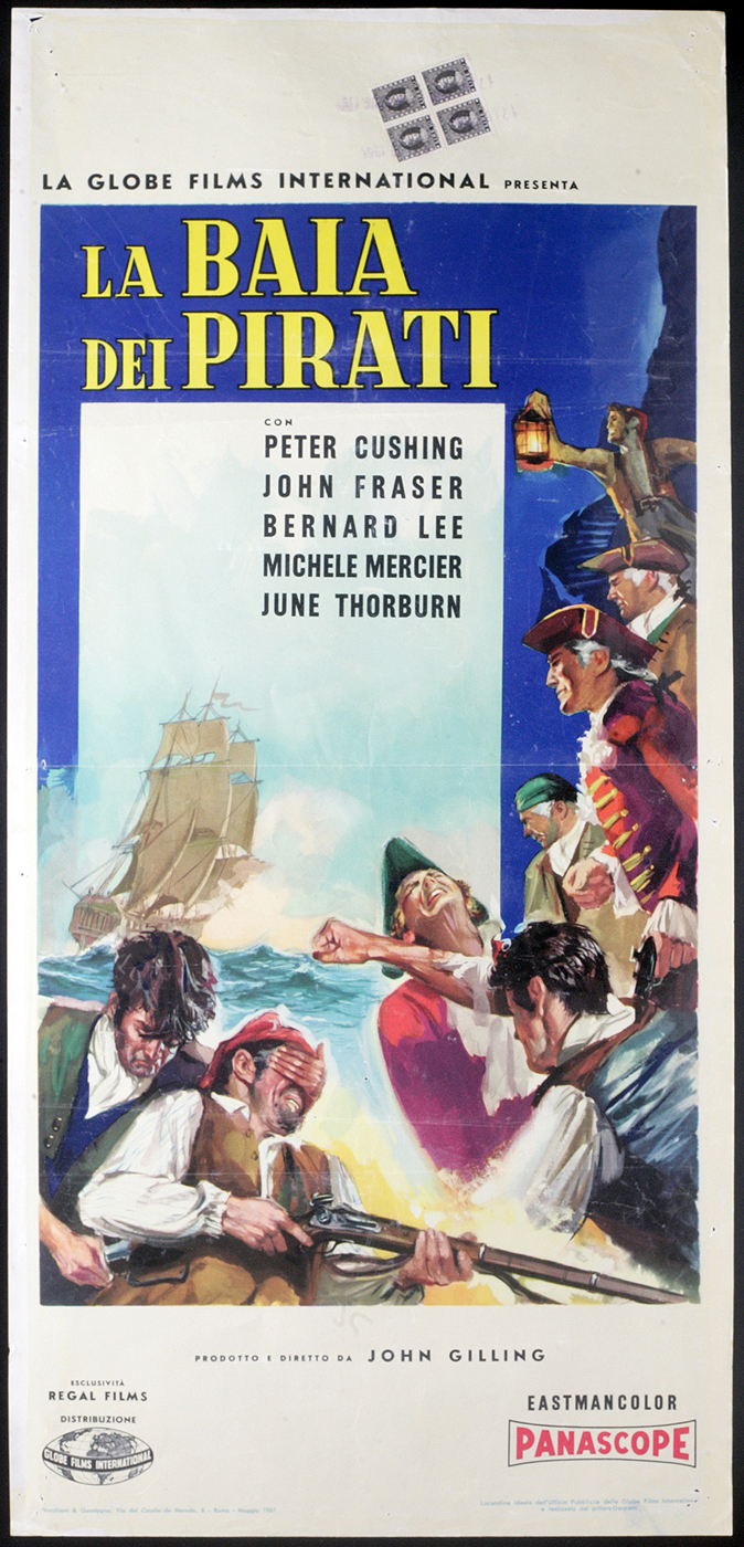 CINEMA locandina LA BAIA DEI PIRATI p.cushing,j. fraser  