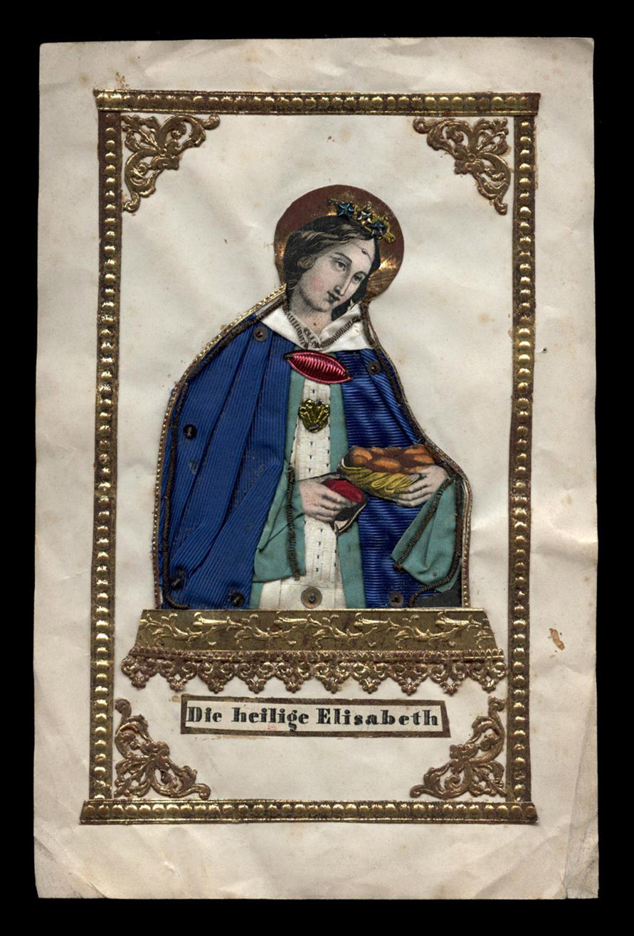 Kupferstichgespickelt Klosterarbeit HL.ELISABETH 19.Jh.